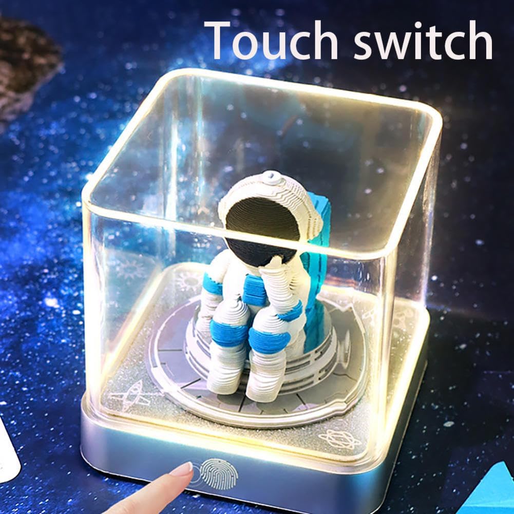 3D Calendar 2026, Desk Time Piece Calendar 2026,Tear-Away 3D Paper Art Notepad w LED Lights,DIY Desk Decor Gift for Birthdays/Holidays/Christmas