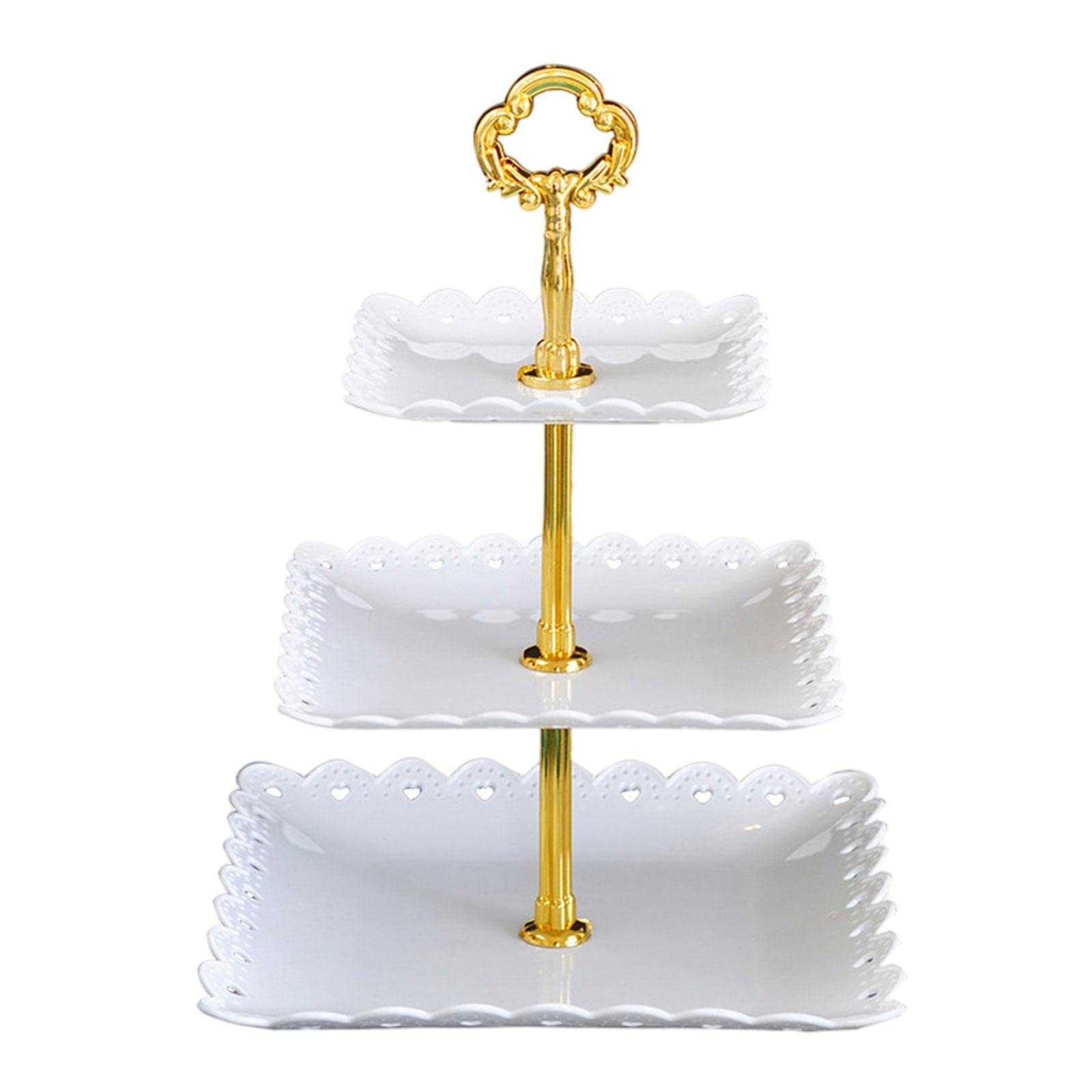 LOOM TREE® 3 Tier Cupcake Stand Pastry Serving Platter Snack Rack for Home Dining Table White