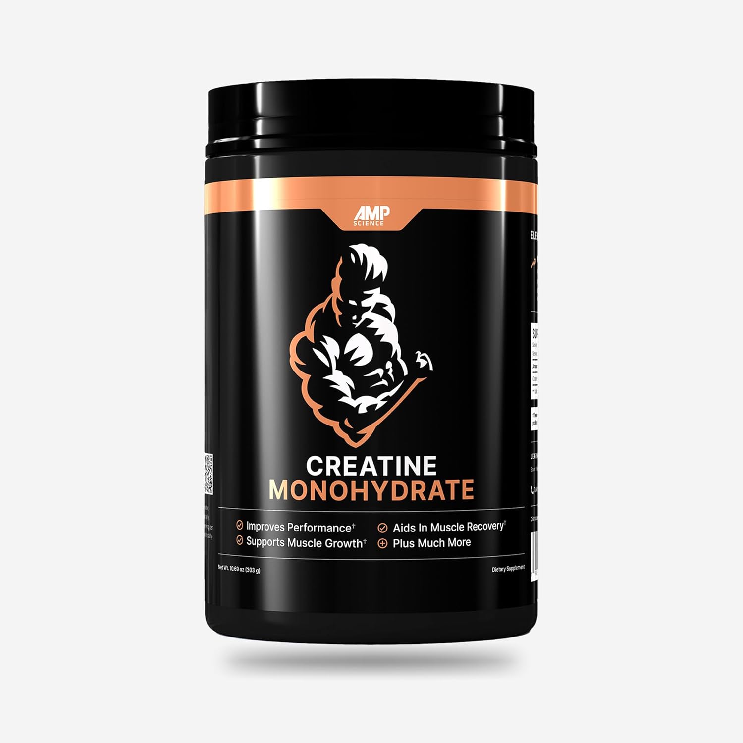 AMP Science® Creatine Monohydrate 60 Servings – Pure Unflavored Creatine Powder for Strength, Muscle Growth, Power, Recovery & High-Intensity Training