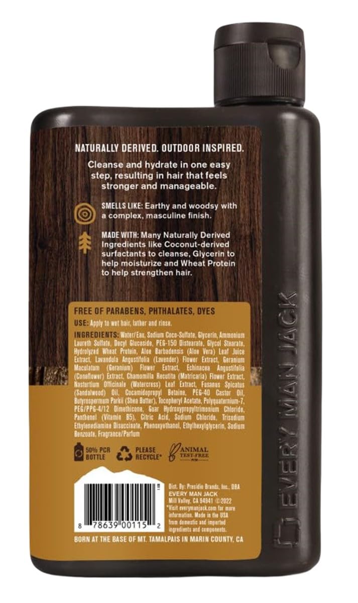 Every Man Jack Shampoo 2-In-1 Sandalwood 13.5 Ounce (400ml) (Pack of 2)