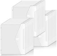 Sooez 30Pack Binder Folders with Space-Saving Closure, Super Heavyweight Binder Pockets for 3 Ring Binder, High Capacity Clear Binder Pouch, Side Loading, 3 Ring Folders with Pockets, Letter Size