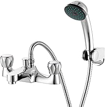 Bath Taps with Shower Attachment Monobloc Bath Shower Mixer Tap Bathtoom Tub Mixer Tap, Modern Double Levers Bathtub Tap Brass Chrome Bath Tub Filler Tap