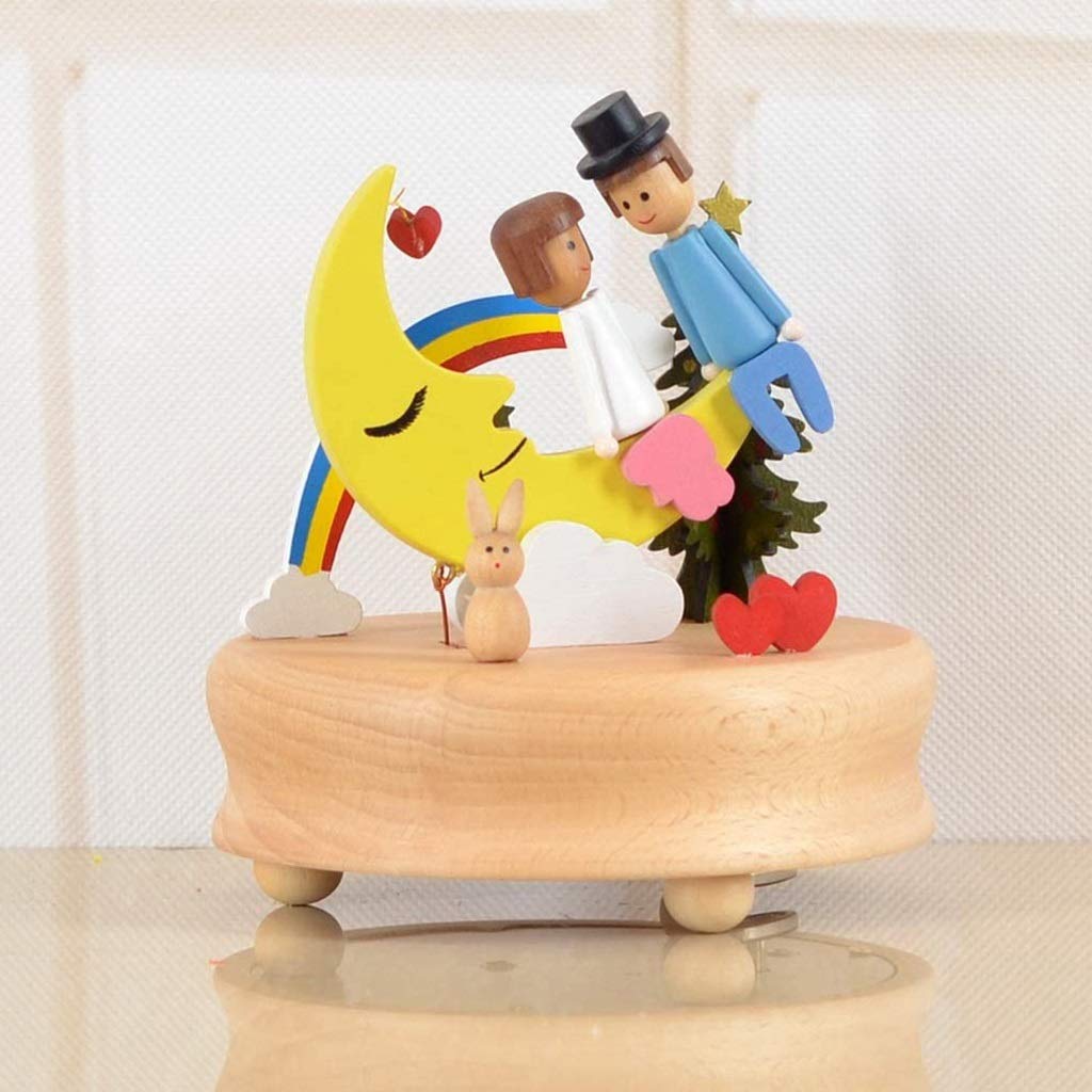 Caja de música de Madera, Regalo de cumpleaños del día de Navidad, Caja Musical de Madera de Cuerda sólida, Adornos artesanales giratorios