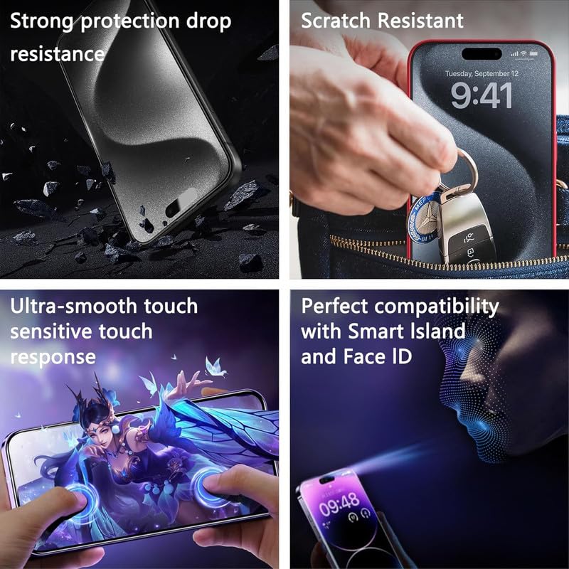 Image of OHAYO [Gaming Edition] Matte Tempered Glass Screen Protector Compatible with iPhone 15 Plus - 9H Military Grade Anti-Glare Shield, Smooth Touch for Gamers, Edge-to-Edge Full Coverage, Bubble-Free Installation Kit