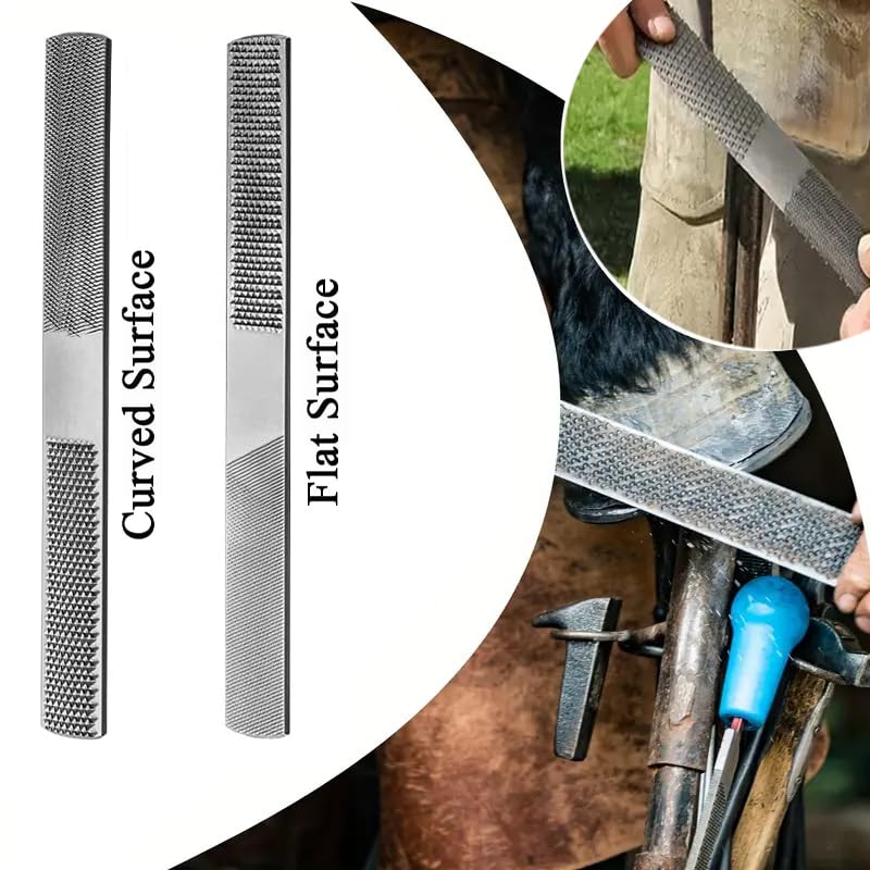 Image of 10 inch Farrier Tool Kits （8 Piece）Horse Goat Hoof Trimmers Carbon Steel Nippers Shears Nail Clipper Mini Rasp Hoof File Professional Farriers Hoof Nipper Cutter Handle Knife with Storage Bag