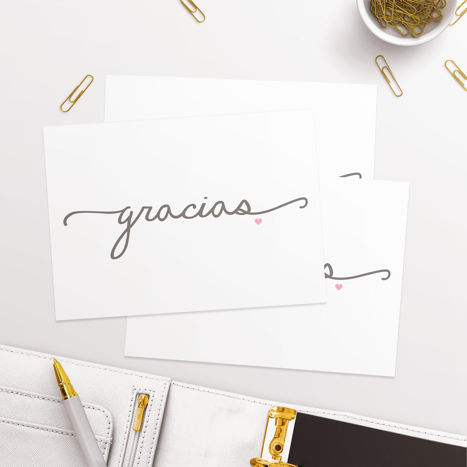 Gracias Note Cards / 24 Elegant Thank You From The Heart Greeting Cards With White Envelopes / 3 1/2" x 4 7/8" Spanish Language Blank Note Cards/Tarjetas Gracias - Image 3