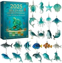 Calendrier de l'Avent 2025 en verre de mer, compte à rebours de Noël sur le thème de 24 jours avec décoration en acrylique pour enfants (3)