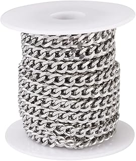 16.4 Feet/5M Stainless Steel Chain Metal Color Unwelded Cuban Link Chain Faceted Curb Cable Chains Necklace Chain Links 7x...