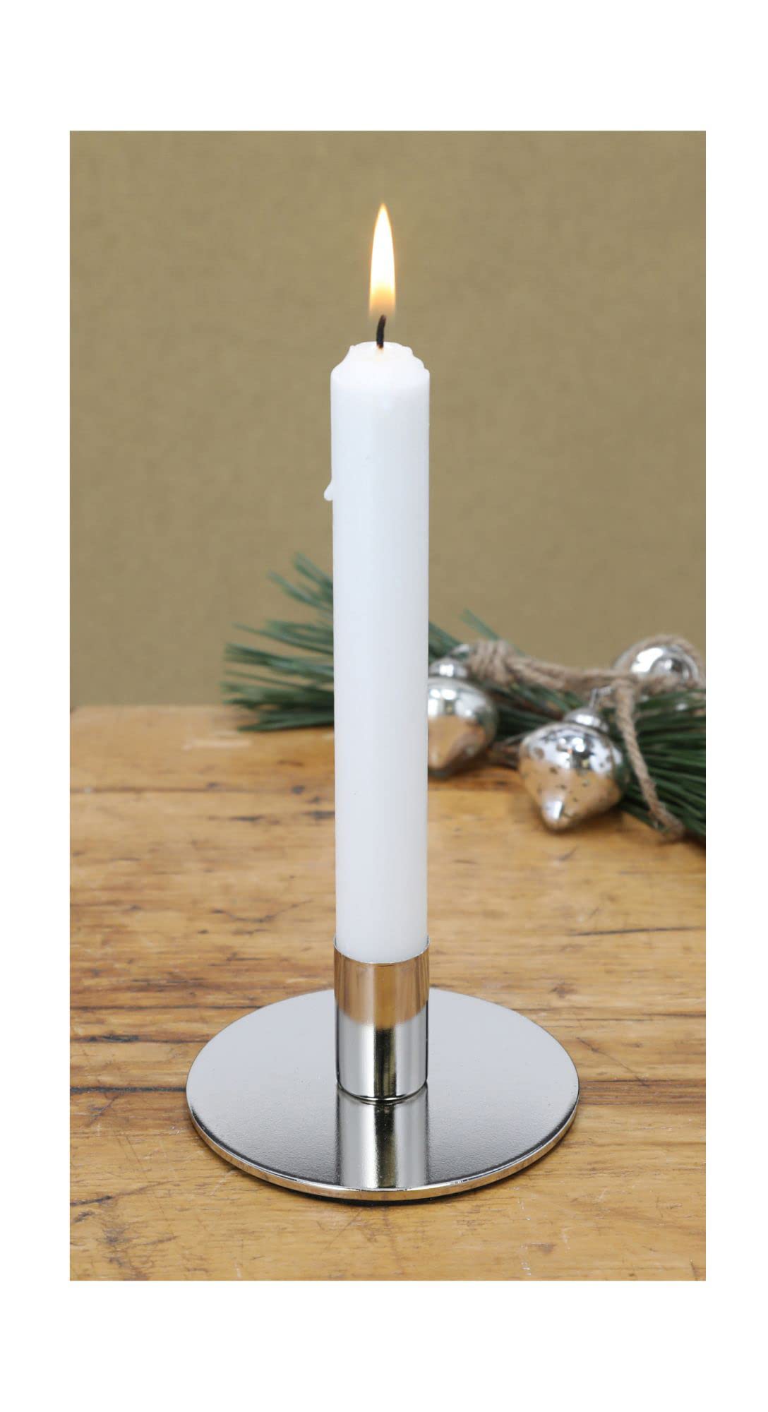 Novaliv 12er-Set Stabkerzenhalter Metall Silber 10x5cm weihnachtliche Tischdeko Kerzenständer Kerzenpin scandic chic Home Deko Vintage Kerzenhalter Retro Wohnzimmerdekoration Dekoschale