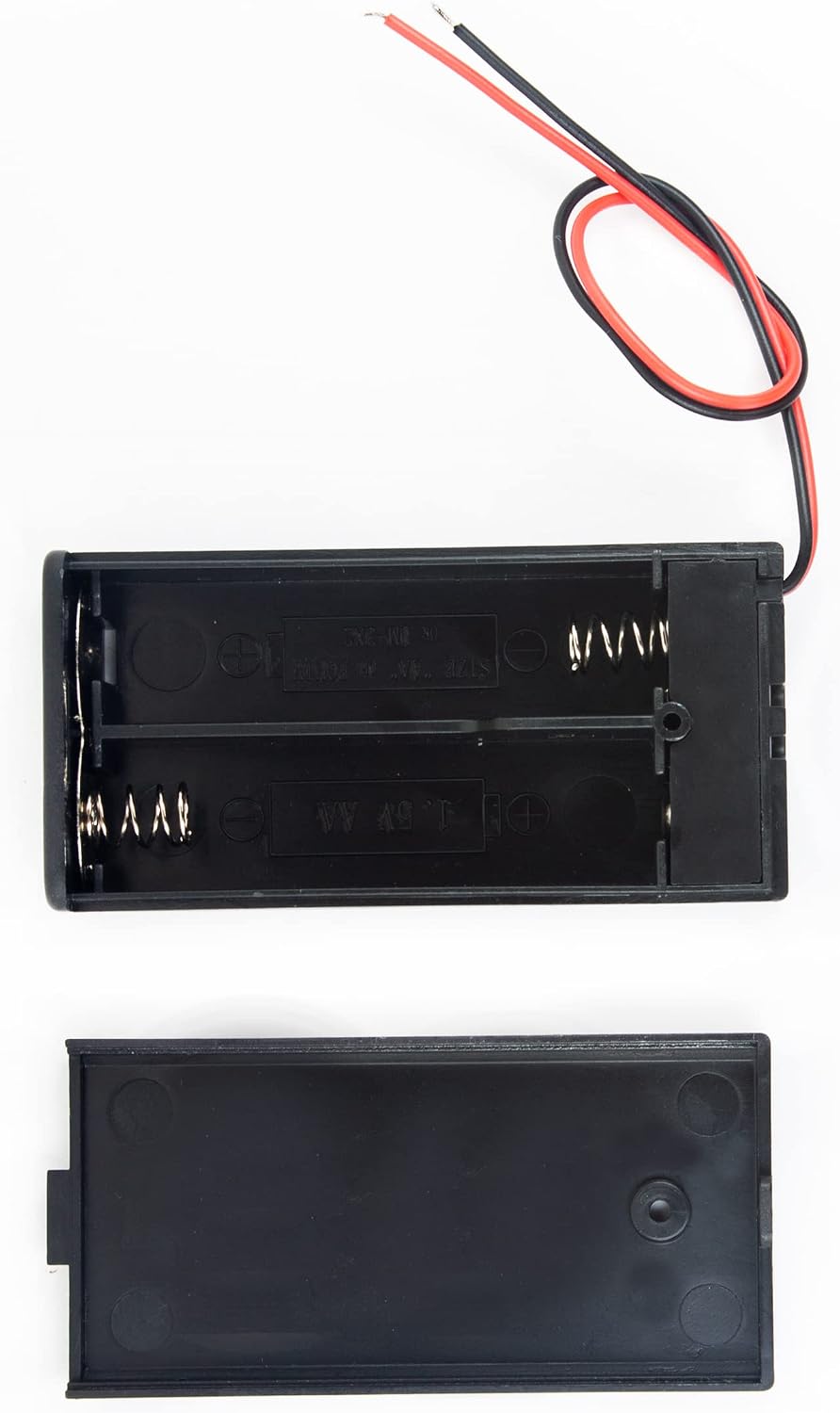 2pcs 2 x AA 1.5V (Total: 3V) Battery Holder Box Case with On/Off Switch Plastic ABS Storage for Electronic DIY Leads 2X Slots and Wires