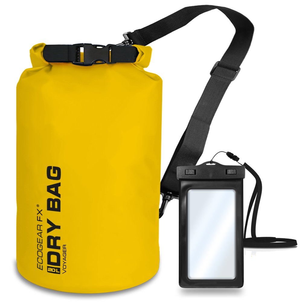 EcoGear FXHeavy Duty Waterproof Dry Bag Voyager Series - Durable Roll Top Compression Bag -Kayaking, Rafting, Boating, Hiking, Fishing and Camping 10L yellow