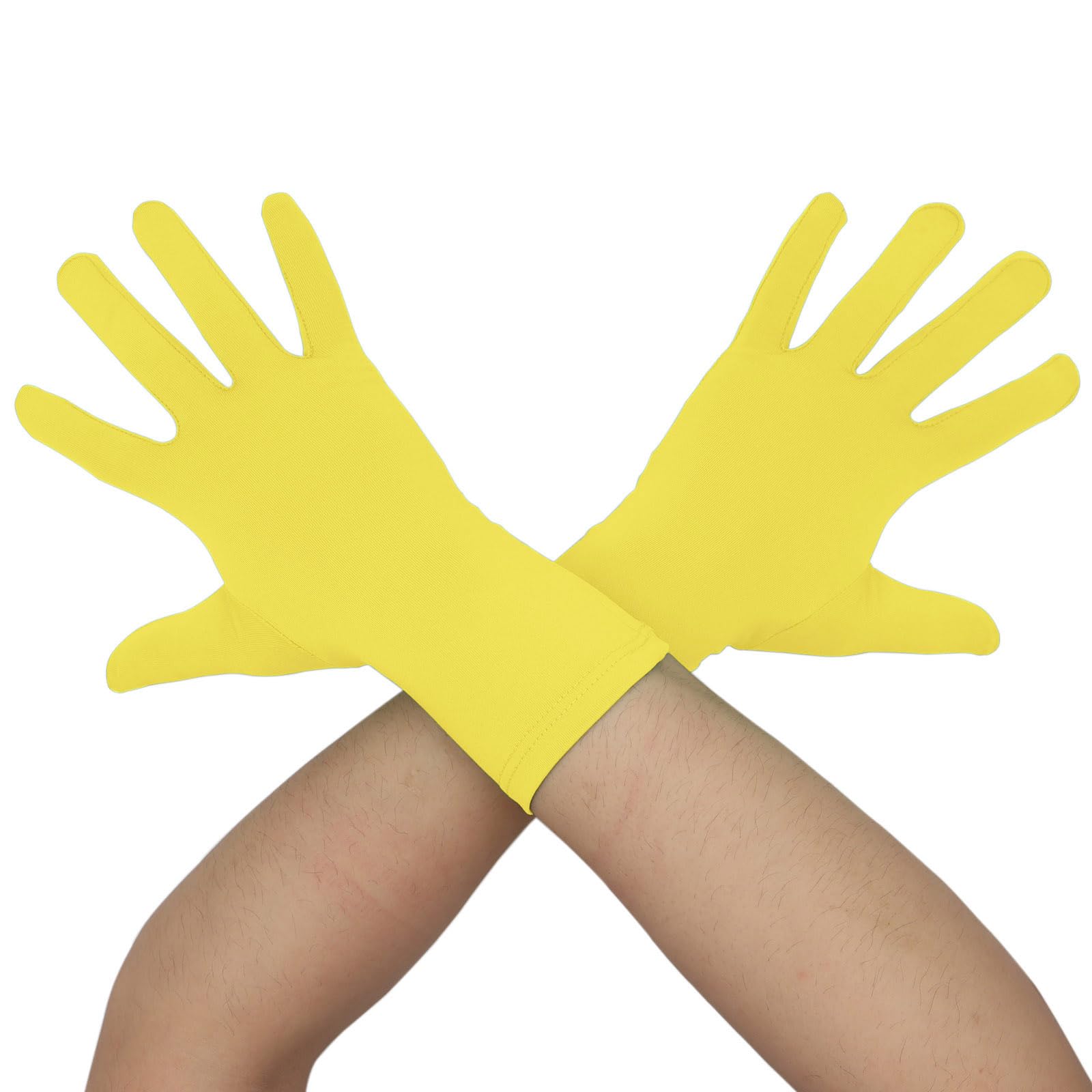Aniler Unisex Wrist Length Full Finger Costume Stretchy Gloves, Yellow, One size โ image 1