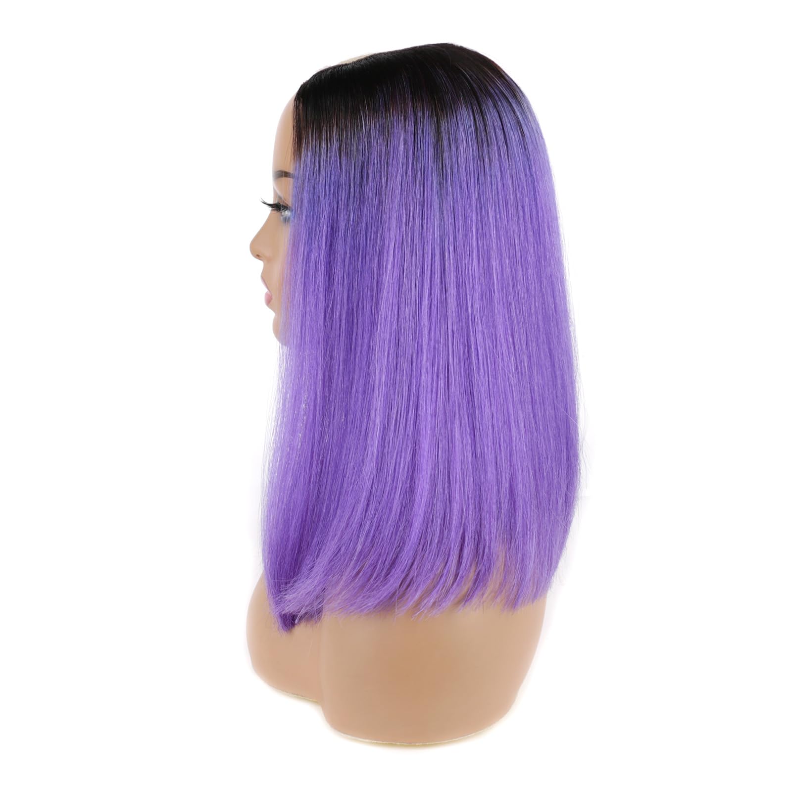 Huarisi 1b to Purple Bob Wigs U Part Human Hair 10 Inch 8a Short Straight Ombre Bob Style No Tangle None Lace U Shape Ombre Bob Wig for Women Look Natural - Image 4