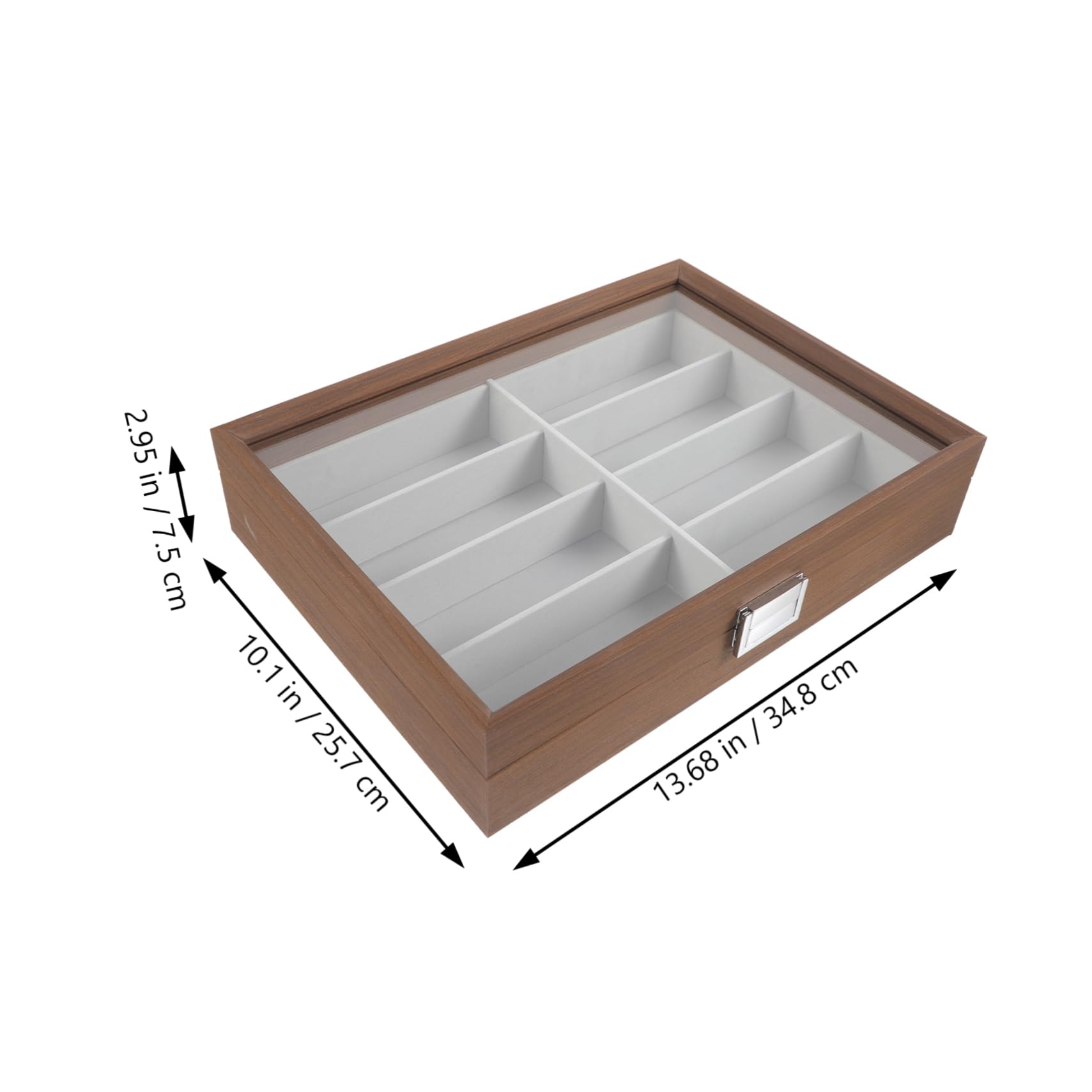 Boîte de Rangement pour Lunettes Coffret Bois avec Coussin Intérieur Vitrine Transparente pour Soleil