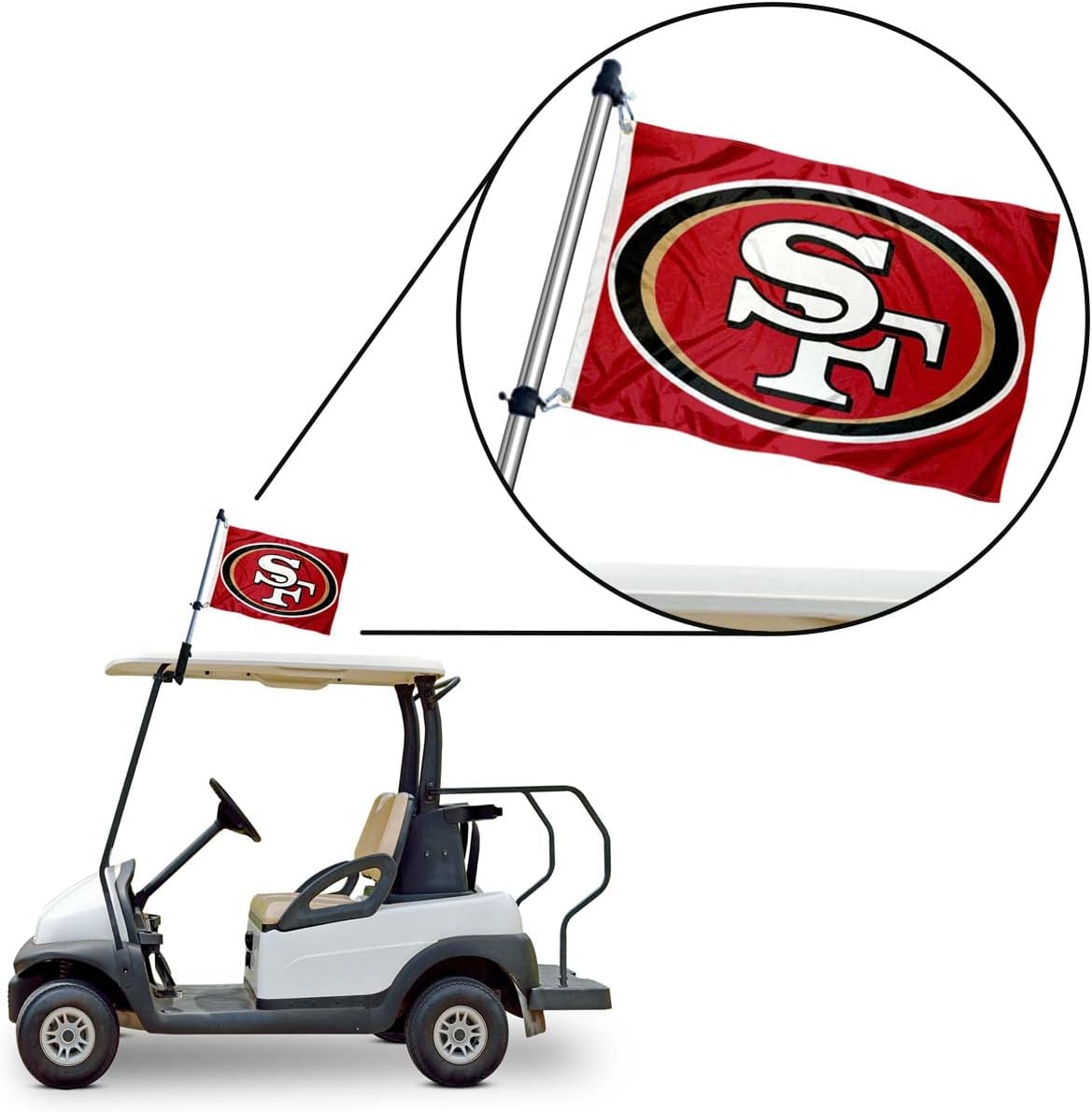 WinCraft San Francisco 49ers Golf Cart Flag Pole and Holder Mounting Bracket
