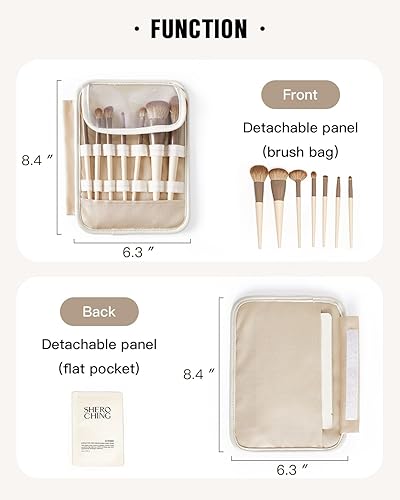 Miniatura 190 de EACHY - Bolsa de maquillaje de viaje, bolsa de cosméticos de gran capacidad para mujeres, portátil, impermeable, bolsa de aseo plana abierta