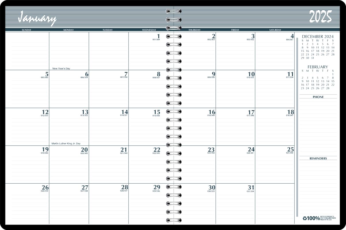 House of Doolittle 2025 Monthly Calendar Planner, Expense Log and Memo Pages Included, 6.9 x 8.75 Inches, December - January (HOD26802-25)