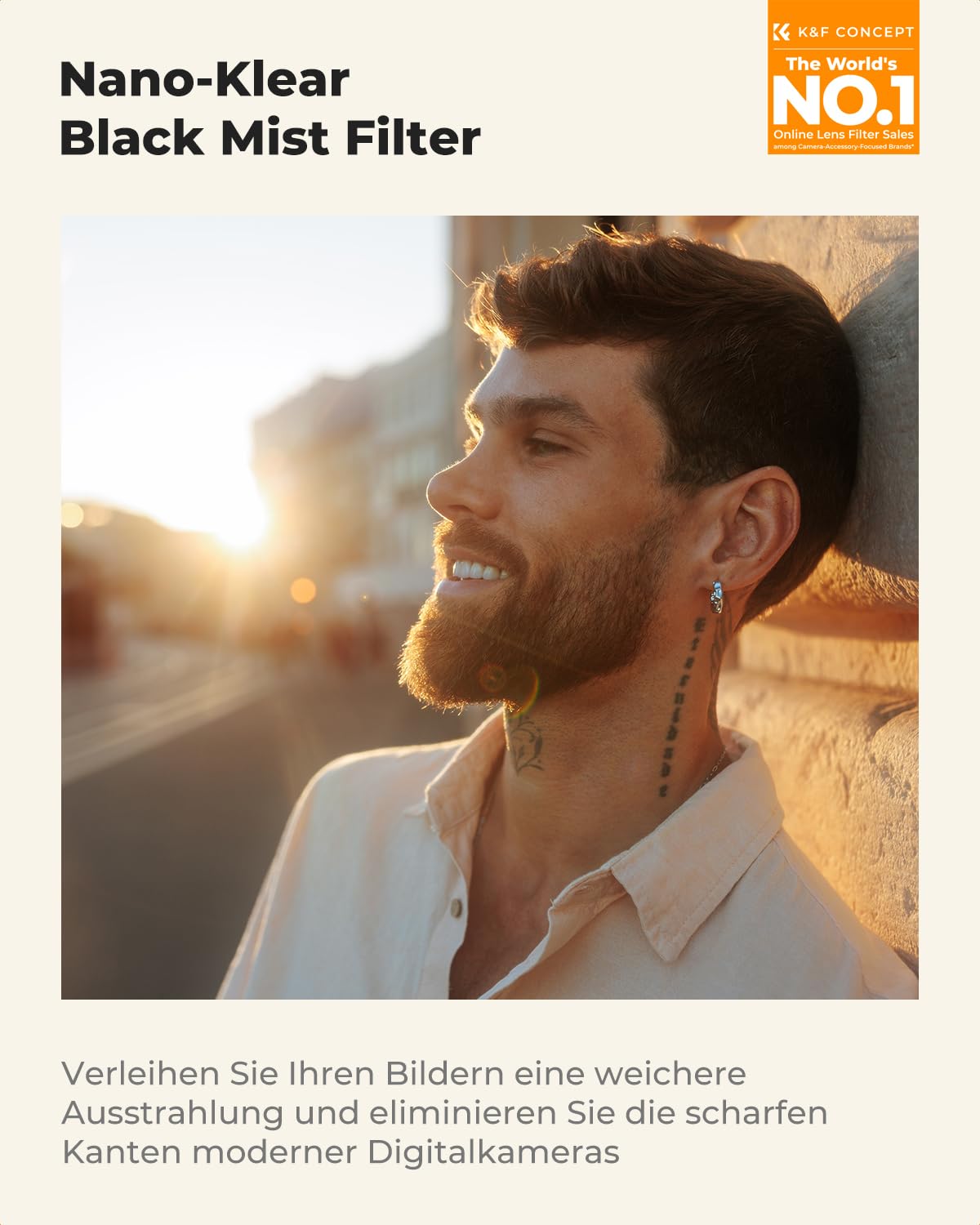 K&F CONCEPT Filter Black-Mist 1/8 Filter 43mm Black Promist 1/8 aus Optisches Glas mit Nano-Beschichtung für Videoaufnahmen/Portraitfotografie (Nano-Xcel)