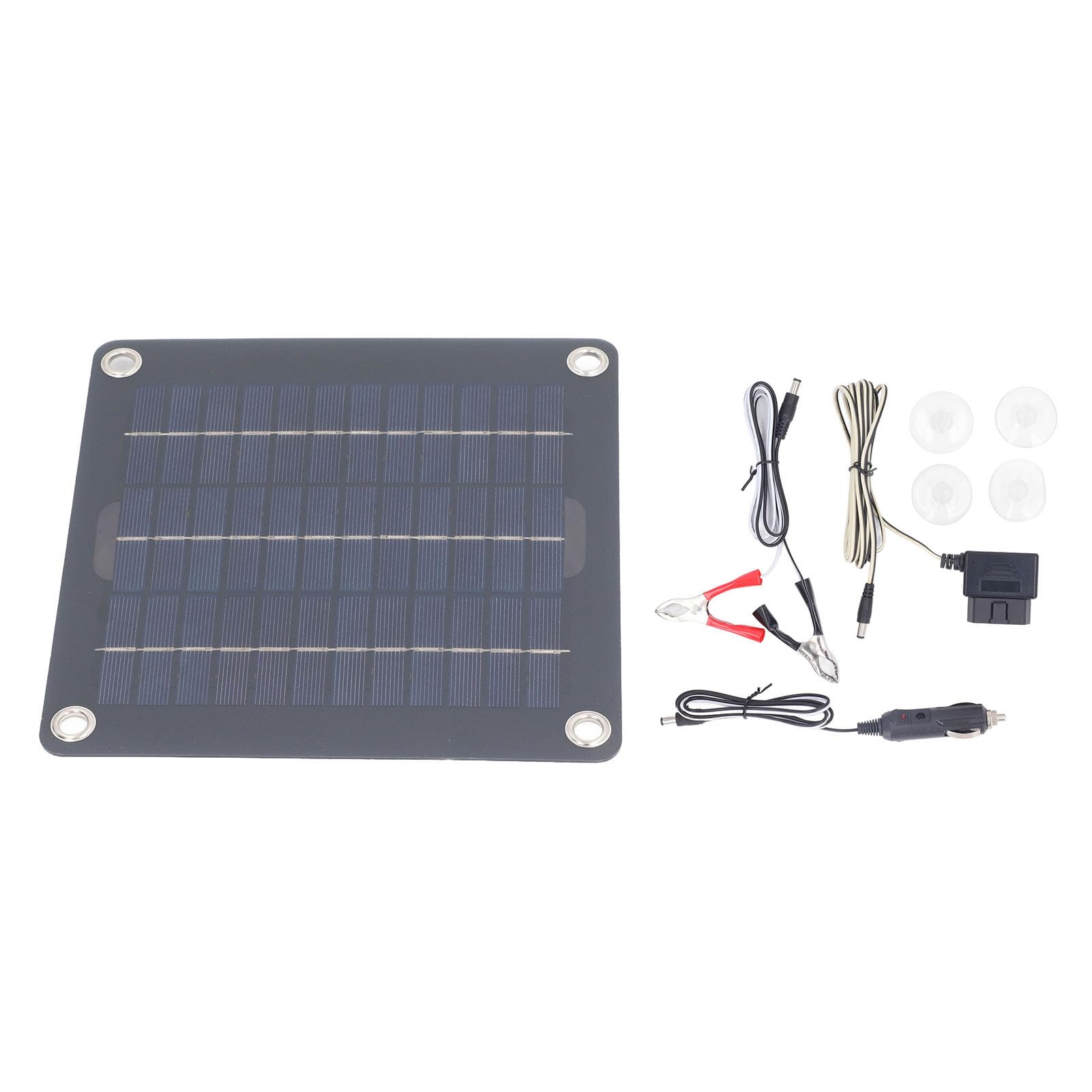 Zestaw Panelu Słonecznego, Zasilacz Monokrystaliczny z Wyjściem 12 V i 18 V z Panelem Słonecznym 10 W, Wtyczka OBD, ładowarka Słoneczna do Samochodu Kempingowego, łodzi i łodzi