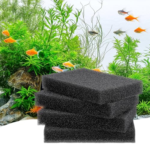 hygger Aquarium Sponge Filter Pad Filter Media Foam Sponges Cut-to-Size Open Cell Foam Sheet for Fish Tanks and Ponds S (4 Pack 5.9 * 3.9 * 1 inch)