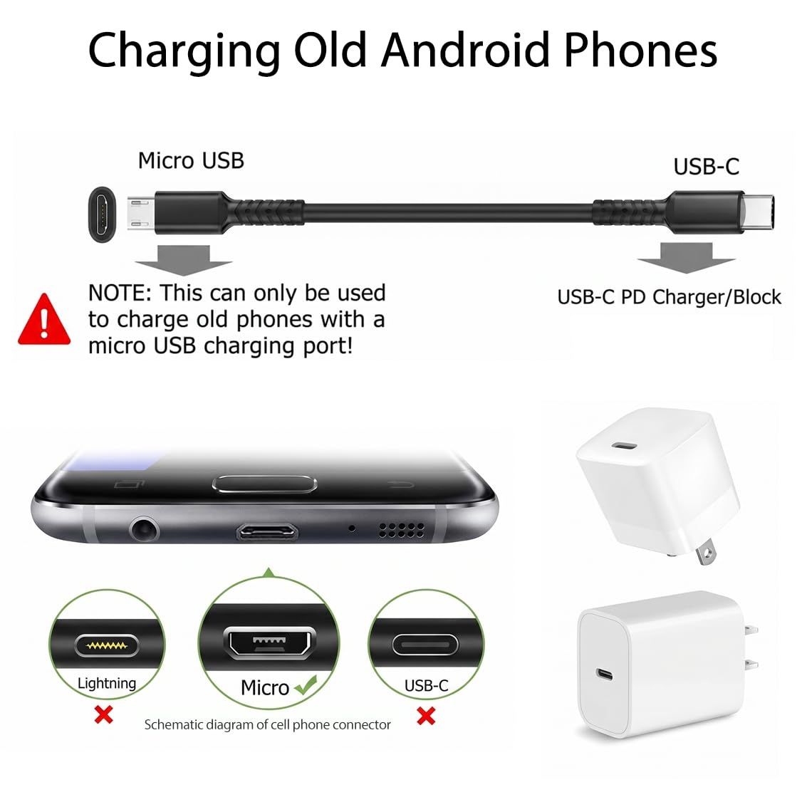 VOTY USB C to Micro USB Cable,Type C to Micro Charger Data Charging Cord image 4