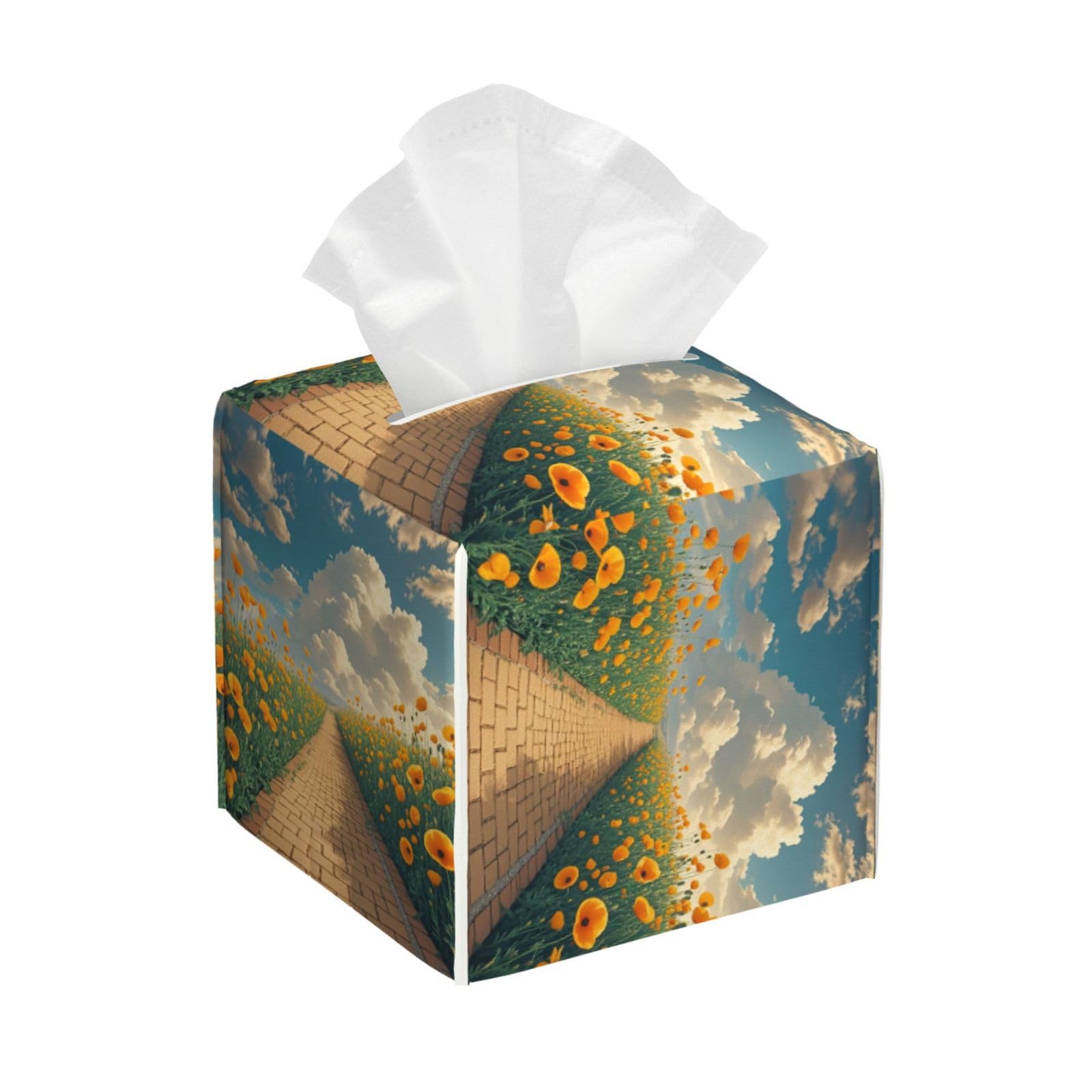 Poppies Field Yellow Brick Road Tissue Box Cover Square Cube Boxes