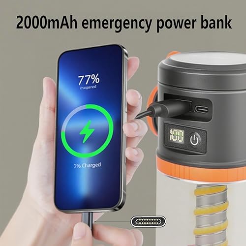 Miniatura 4 de Linterna LED portátil para acampar con linterna, COB Solar USB alimentado por batería para cortes de energía, luz de supervivencia de emergencia,