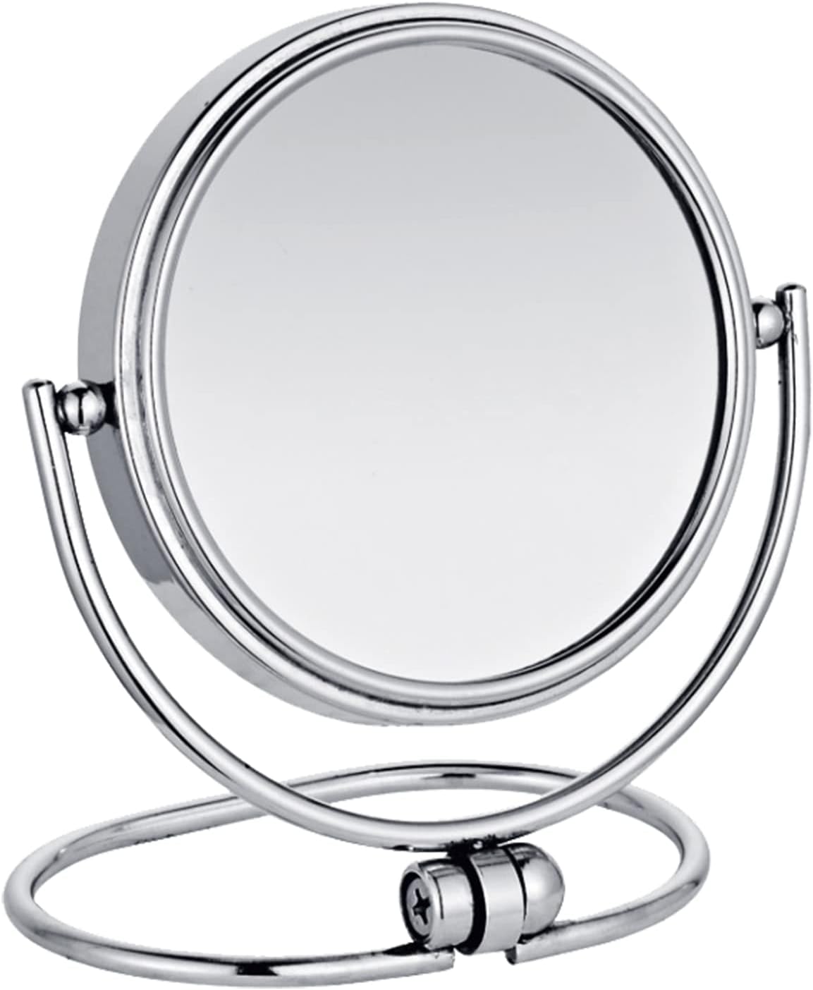 Magnifying Makeup Mirror with 1X / 3X Magnification, High Definition Portable 3 inch Double Sided Vanity Tabletop Mirror, 360° Rotation for Dressing Table, Bathroom, Bedroom (Silver White 3X)