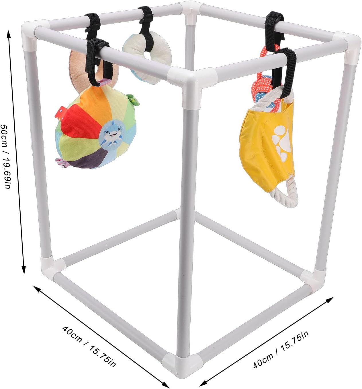 Drfeify Puppy Gym Small Dog Puppy with 5 Hanging Toys Adjustable Straps for Indoor Dog Enrichment Activity