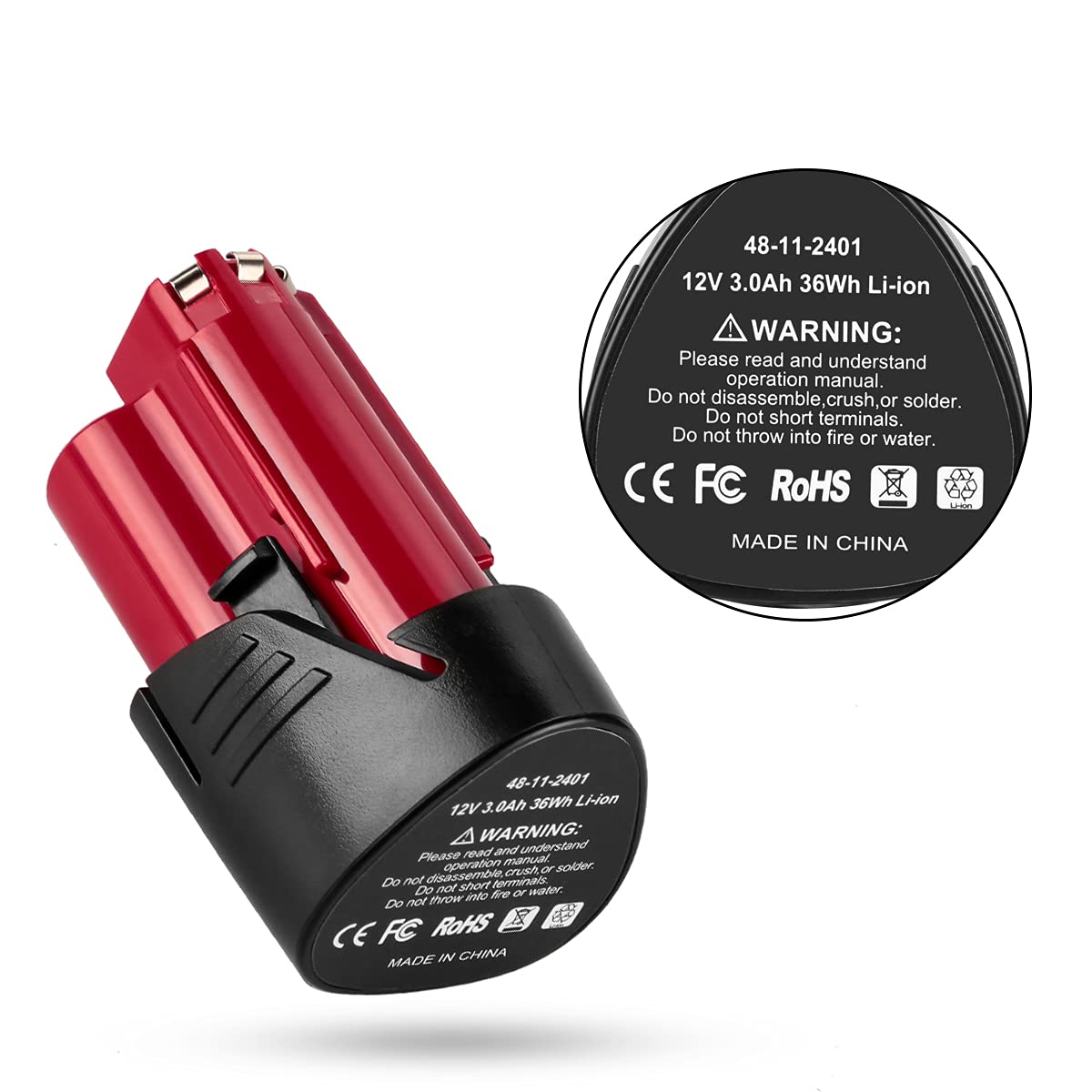 【2 Piezas】 Batería de 12V 3.5Ah para Herramientas de batería para Milwaukee 48-11-2411 48-11-2420 48-11-2401 48-11-2402 para Milwaukee 12V