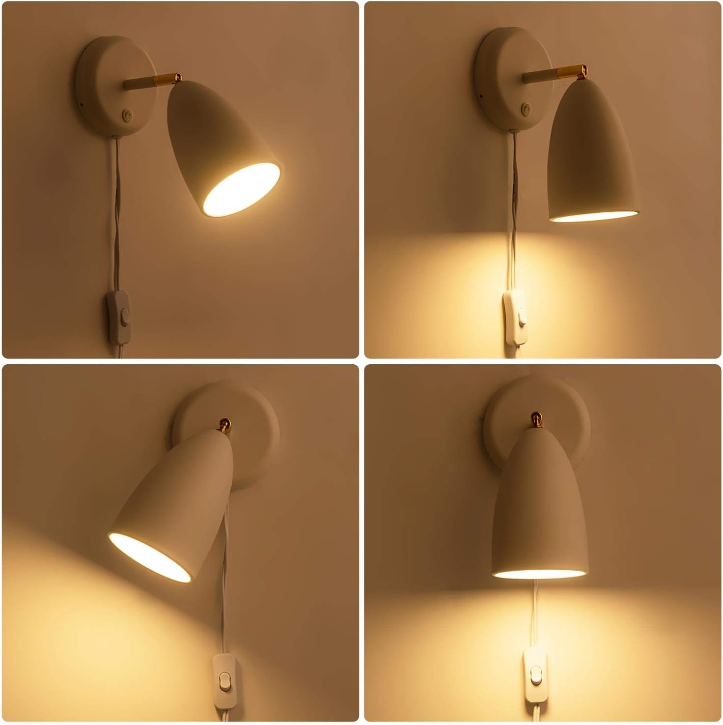 Featured Product Modern Plug in Wall Sconce Lighting for Bedroom with Cord, White Finished Rotatable Simplicity Plug-in or Hardwire Wall Lamp Lighting Fixture for Indoor Bedroom Living Room One-Day Sale: Up to 40% Off Modern Plug in Wall Sconce Lighting for Bedroom with Cord, White Finished Rotatable Simplicity Plug-in or Hardwire Wall Lamp Lighting Fixture for Indoor Bedroom Living Room