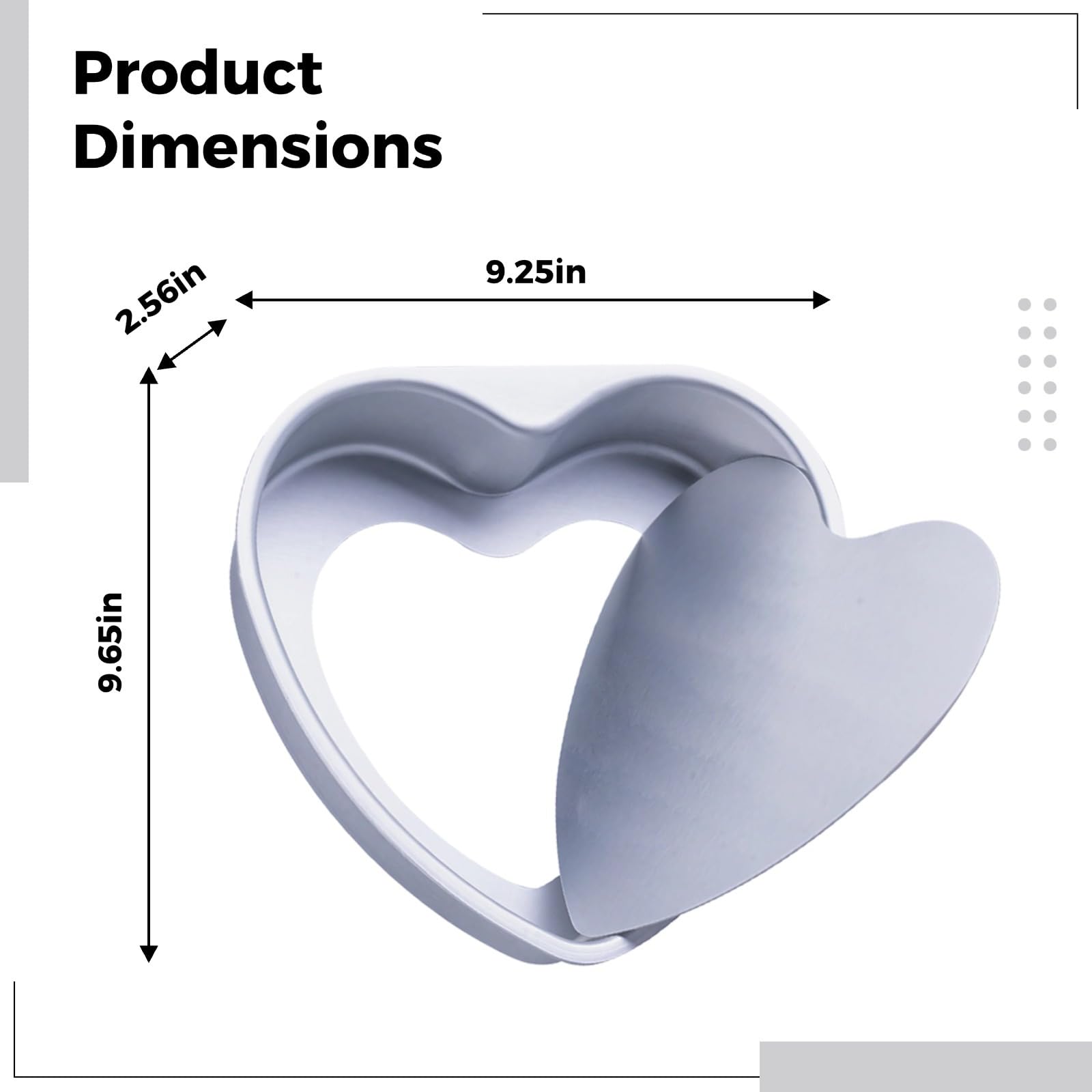 Lot de 2 moules à gâteau en forme de cœur, 25,4 cm, fond amovible, 6,5 cm de profondeur, alliage d'aluminium pour gâteaux en mousse et mousseline