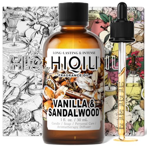 Image of HIQILI Vanilla & Sandalwood Fragrance Oil for Diffusers, DIY Skin Products