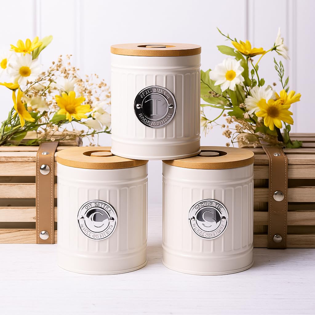 Maria`S Selection Tea, Coffee, Suger Cream Tea, Coffee Sugar Canister, Tea Coffee Canister, Set Of 3, Airtight Containers,