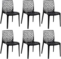 Loft7 Home Decor, Kit 6 Cadeiras Gruvyer - Preto