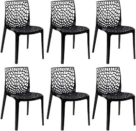 Loft7 Home Decor, Kit 6 Cadeiras Gruvyer - Preto