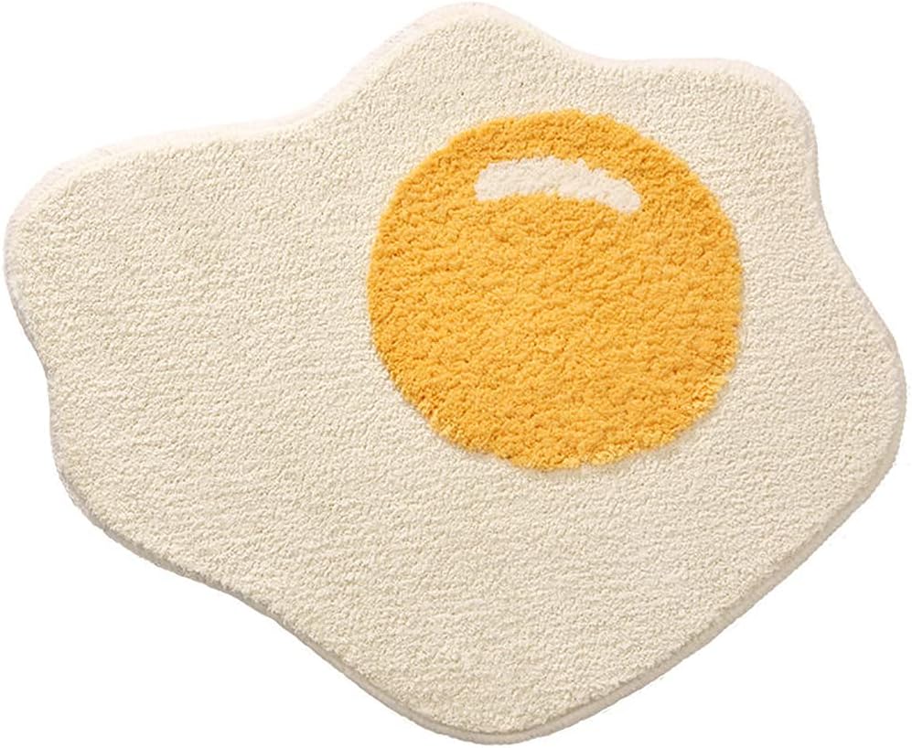 Comfort Bath Mat, Non-Slip Fried Egg Cute Bathtub Mat, Bathroom Decor Small Bath Rug Area Rug,80x110cm