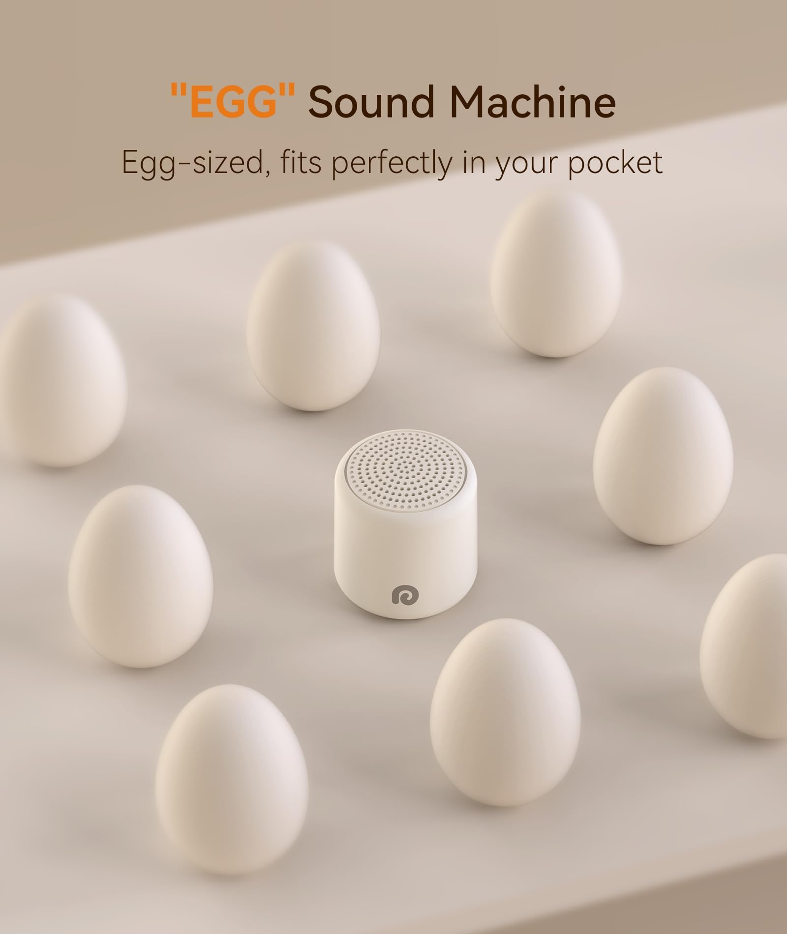 Dreamegg Pocket Sleep 1 Mini Macchina Rumore Bianco, Portatile Rumori Bianchi per Neonato Adulti con 16 Suoni Rilassanti, Suoni Bianchi per Neonati Ricaricabile, 32 Livelli Volume