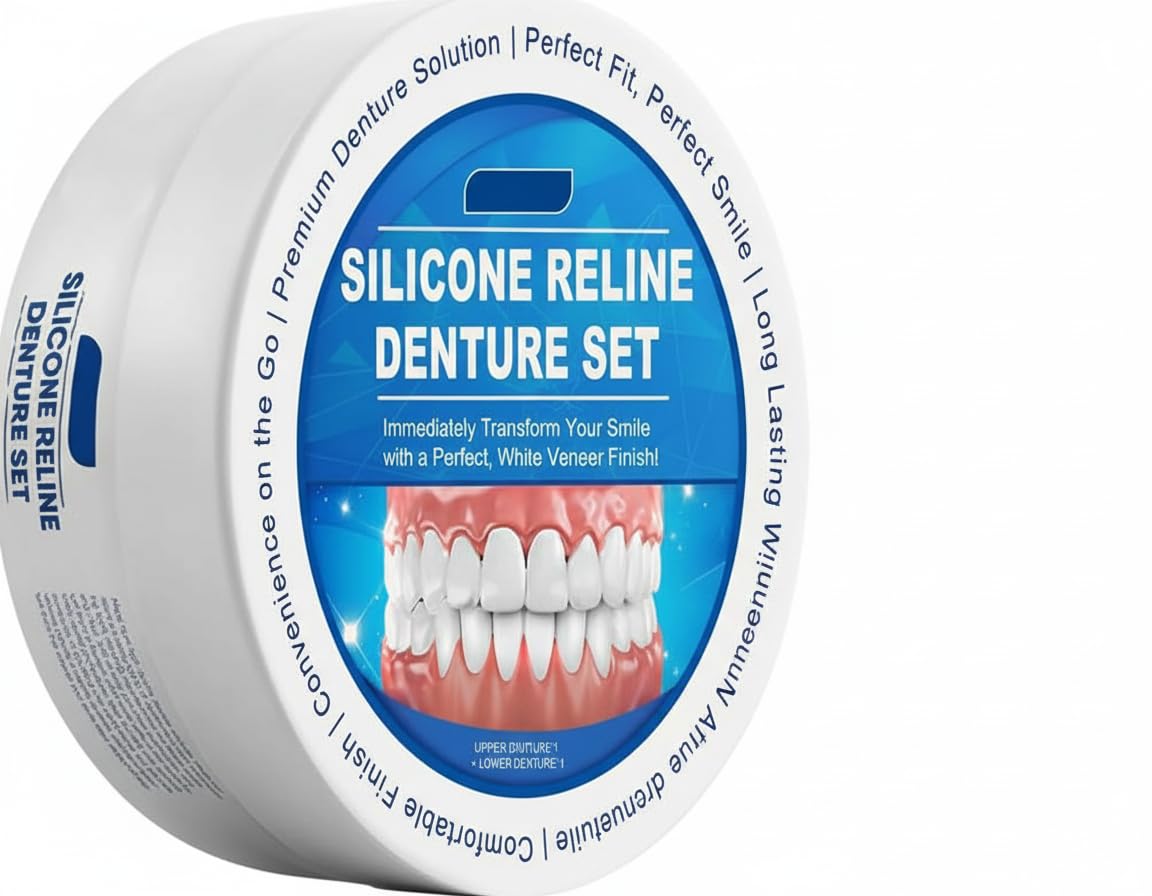 Silicone Reline Denture Set, Professional Denture Silicone Reline Kit, Silicones Relines Dentures Set - Unisex, Relines Kit is Suitable for securing Upper and Lower dentures (2 Set)