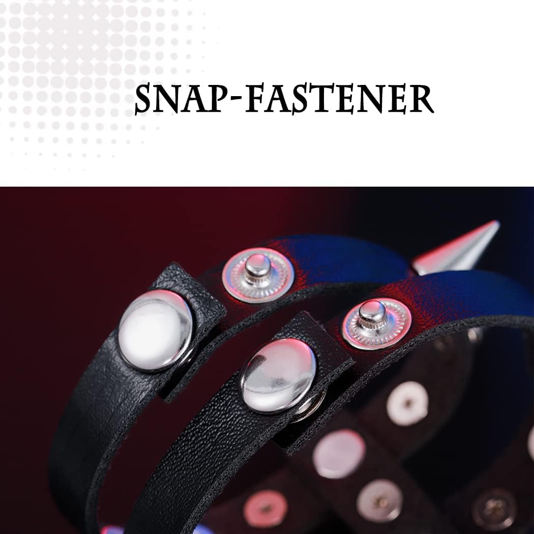 Punk Leather Bracelets Spiked Studded Bracelet Gothic Rock Bracelets with Ring Black Cuff Wristband for Women and Men - Image 5