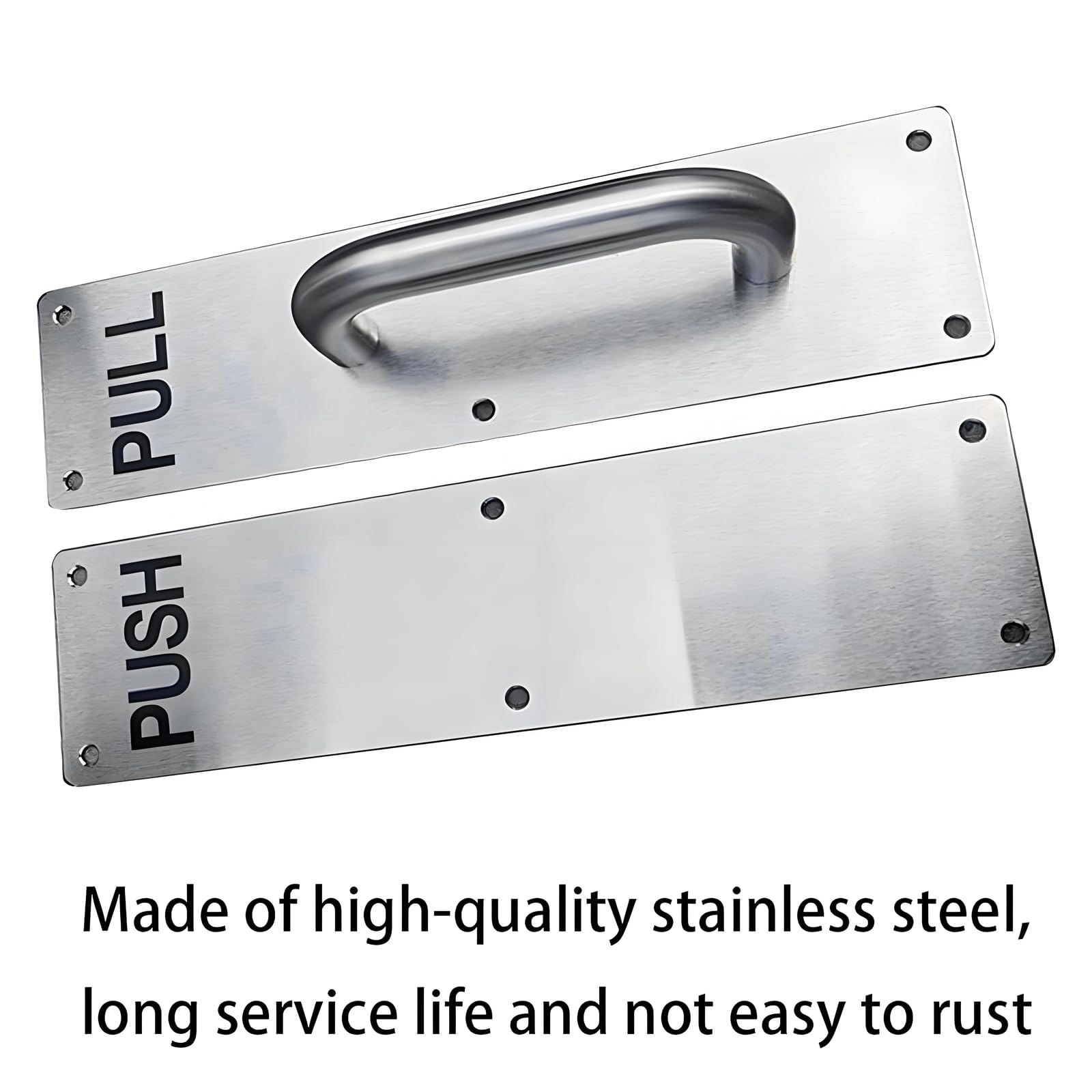 GIONAR Stainless Steel Pull Handle Set, Heavy Duty with Push Plate & Screws for Sliding Barn & Fire Doors, Home, Office - Image 4