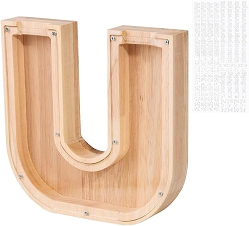 Miniatura 1 de Alcancía de madera personalizada para niños y niñas, caja de ahorro con letras para monedas, decoración única hecha a mano para el hogar, regalo