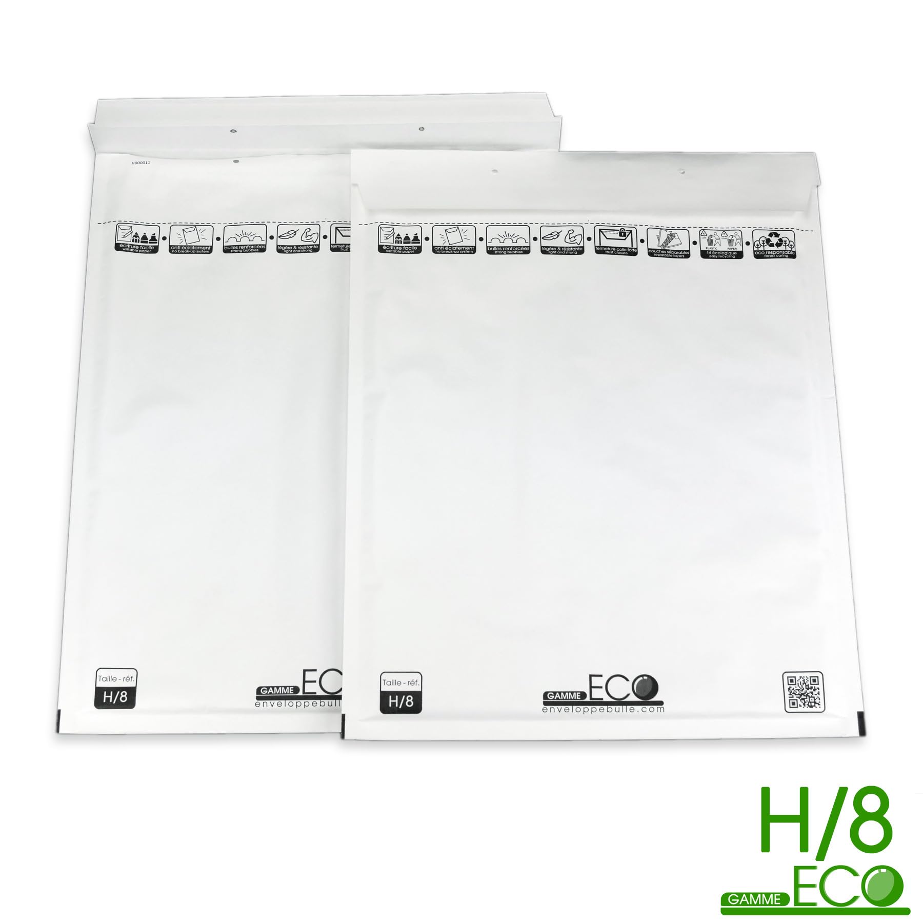 Lot de 100 enveloppes à bulles ECO H/8 format 270x360mm
