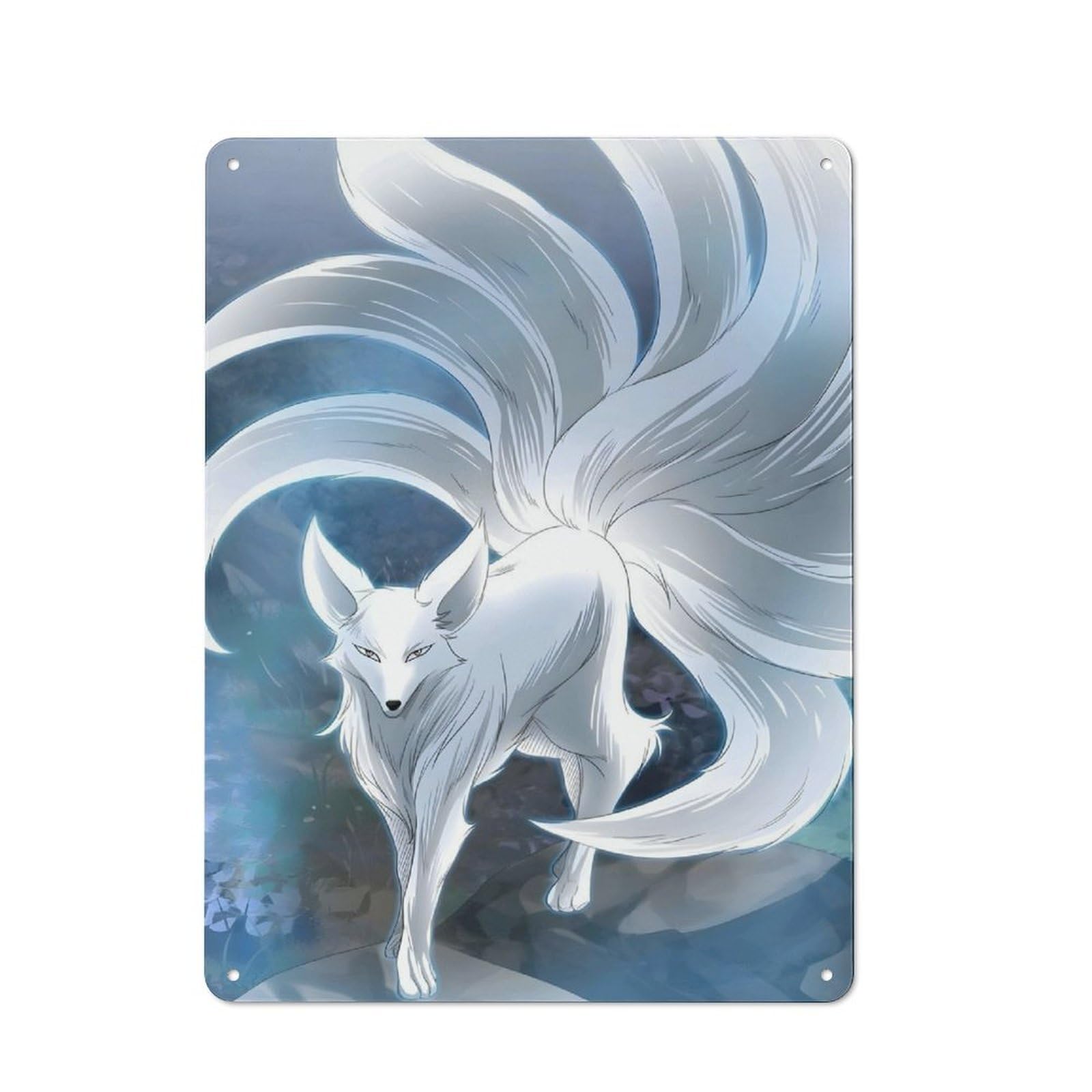 Urban Decorative Metal Plaque 40x30cm Featuring Kitsune Kitsune, Loft Wall Plaque for Loft, Studio, Office Or Creative Room