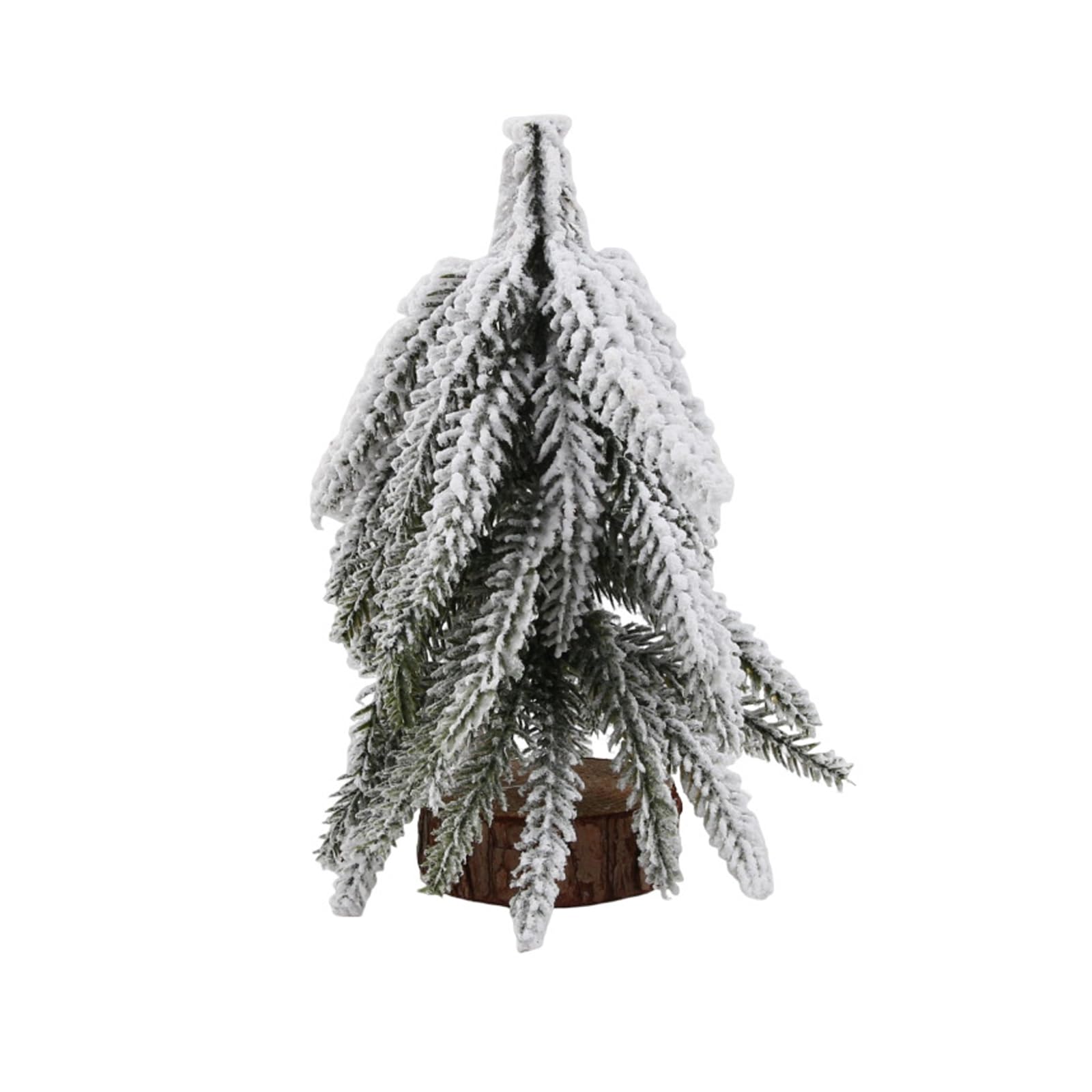 Shelf Styling Christmas Tree Decor with Snow-Dusted Cedar Branches and Wood-Look Base for Holiday Tabletop Display Tabletop Christmas Tree Decor Cedar Snow Dusted Holiday Artificial Wood Base Mantel