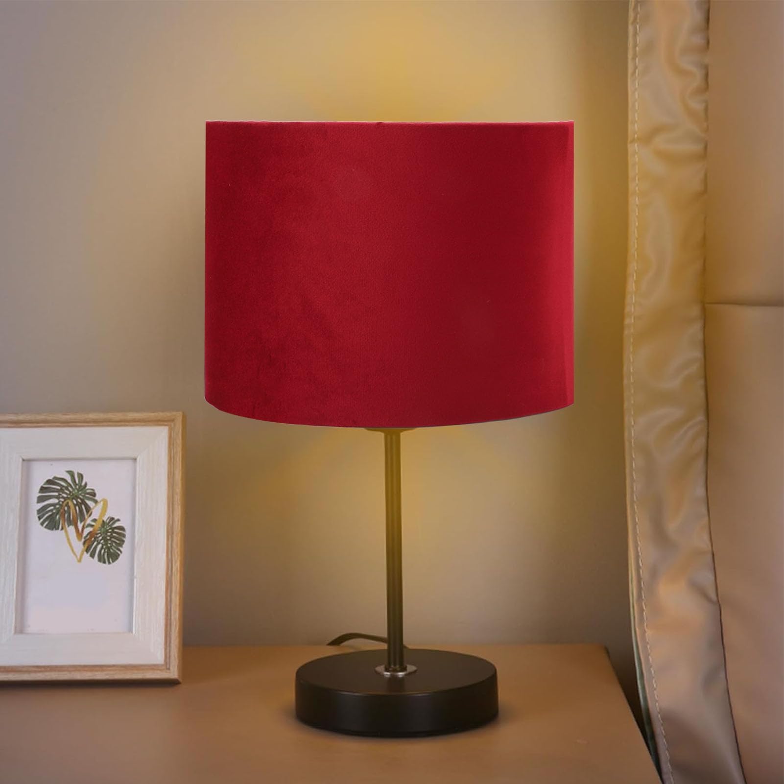 Paralumi ovali per lampade da tavolo, paralume in tessuto E27 E14 Copri lampada a clip Accessori paralume per lampada a sospensione da tavolo (Vino Rosso)