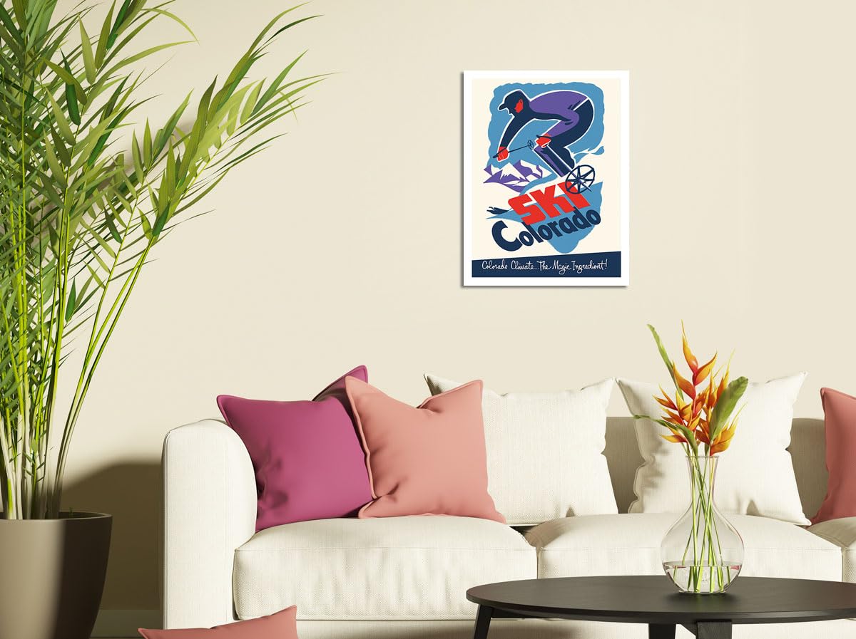 Ski Colorado - Colorado Climate... The Magic Ingredient - Downhill Skier - Poster Viaggio c.1955 - Stampa d'Arte 51 x 66cm