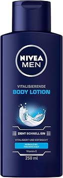 NIVEA MEN Revitalising Body Lotion, Revitalising Body Care Moisturises 24+ Hours, Body Lotion with Vitamin E for Intensively Nourished Skin 250 ml