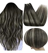 Fshine Tressen Haar Extensiones Weaving 50cm 100 Gramm Farbe 1B Schwarz Verblassen zu Silber mit ...