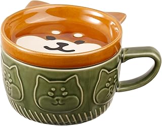 Phitihui Cute Dog Mug with Lid, Animal Coffee Tea Cup Saucer Set, Gifts for Birthday Graduation Valentines Mothers Day Easter Christmas, Women Men Mum Her Girl Boy Teacher Friend Presents Idea